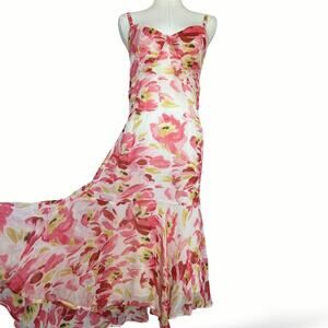 Romantic Floral Bias-Cut Midi dress | sweetheart neck| Size 6  | 10|